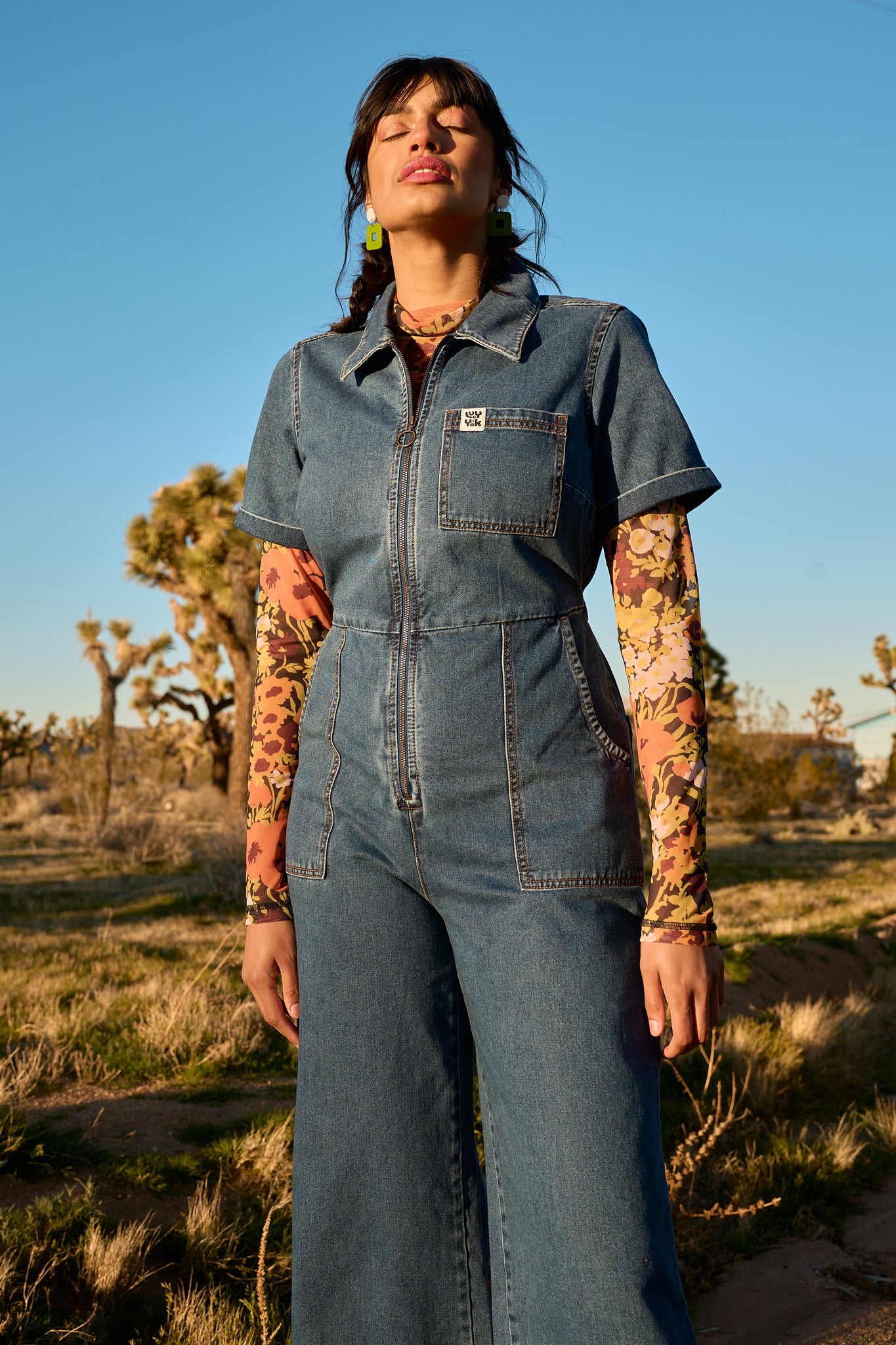 Ragan - Denim Jumpsuit in Mid Wash Blue