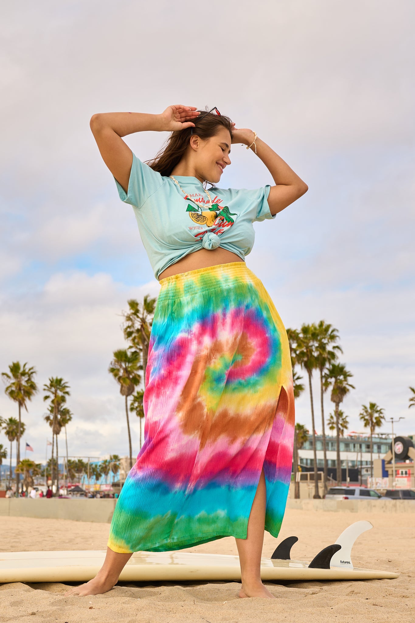 Poppy - Tencel Elasticated Waist Skirt in Tyler Tie Dye Print