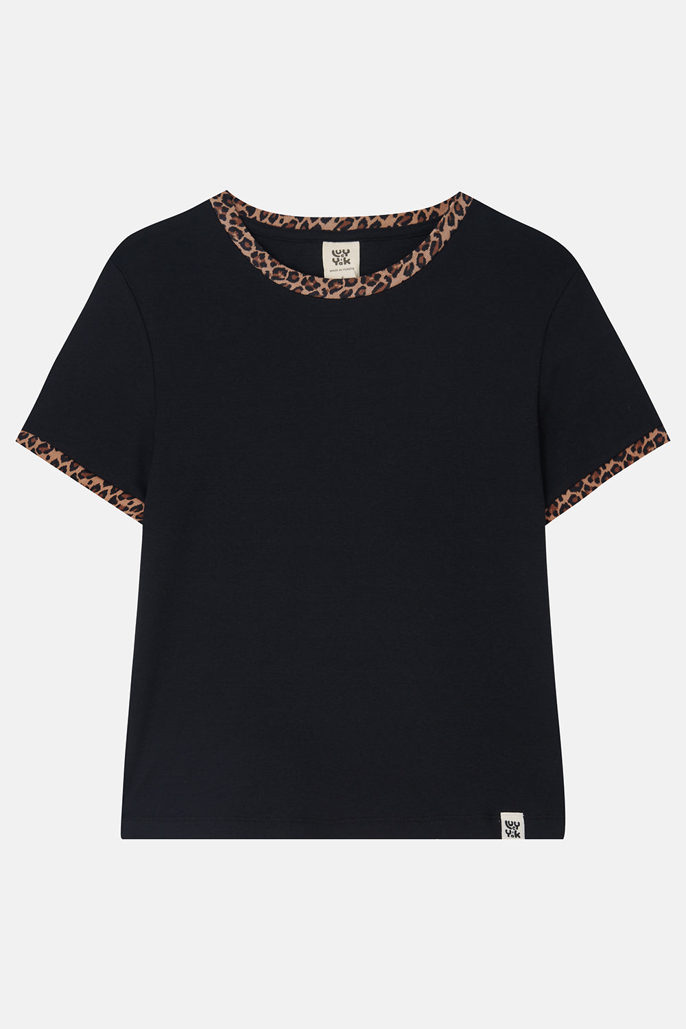 Maya - Cotton Tee in Black Leopard Print