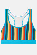 Iona - Racer Back Cotton & Bamboo Crop Top in Rainbow Stripe