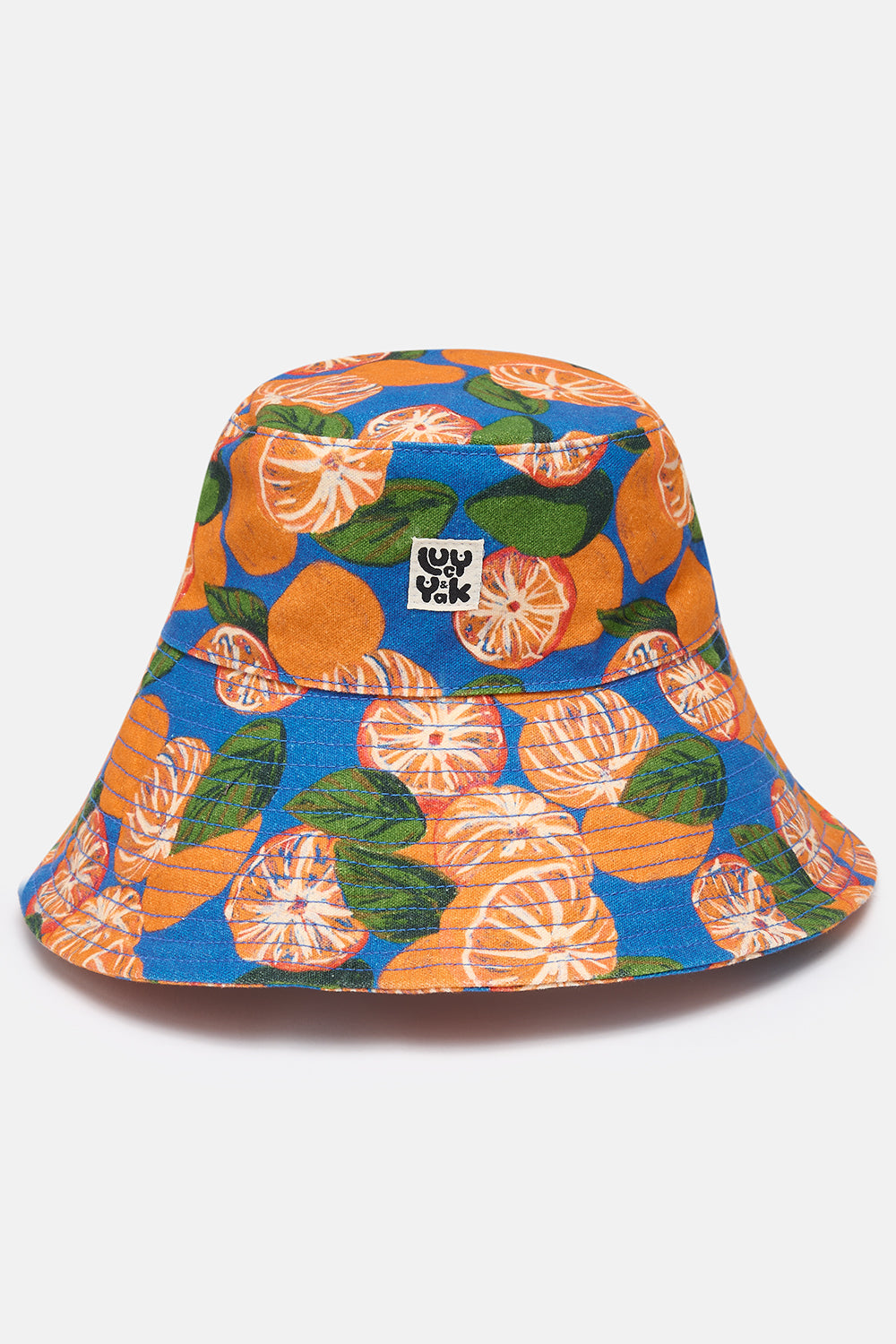 Reva - Twill Bucket Hat in Onda Oranges Print