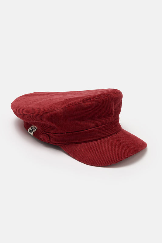 Simone - Baker Boy Corduroy Hat in Red Dahlia