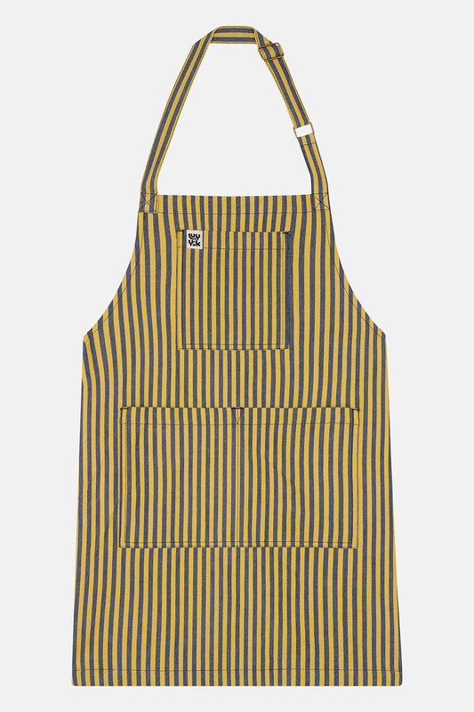 Ada - Cotton Apron in Blue & Yellow Stripes