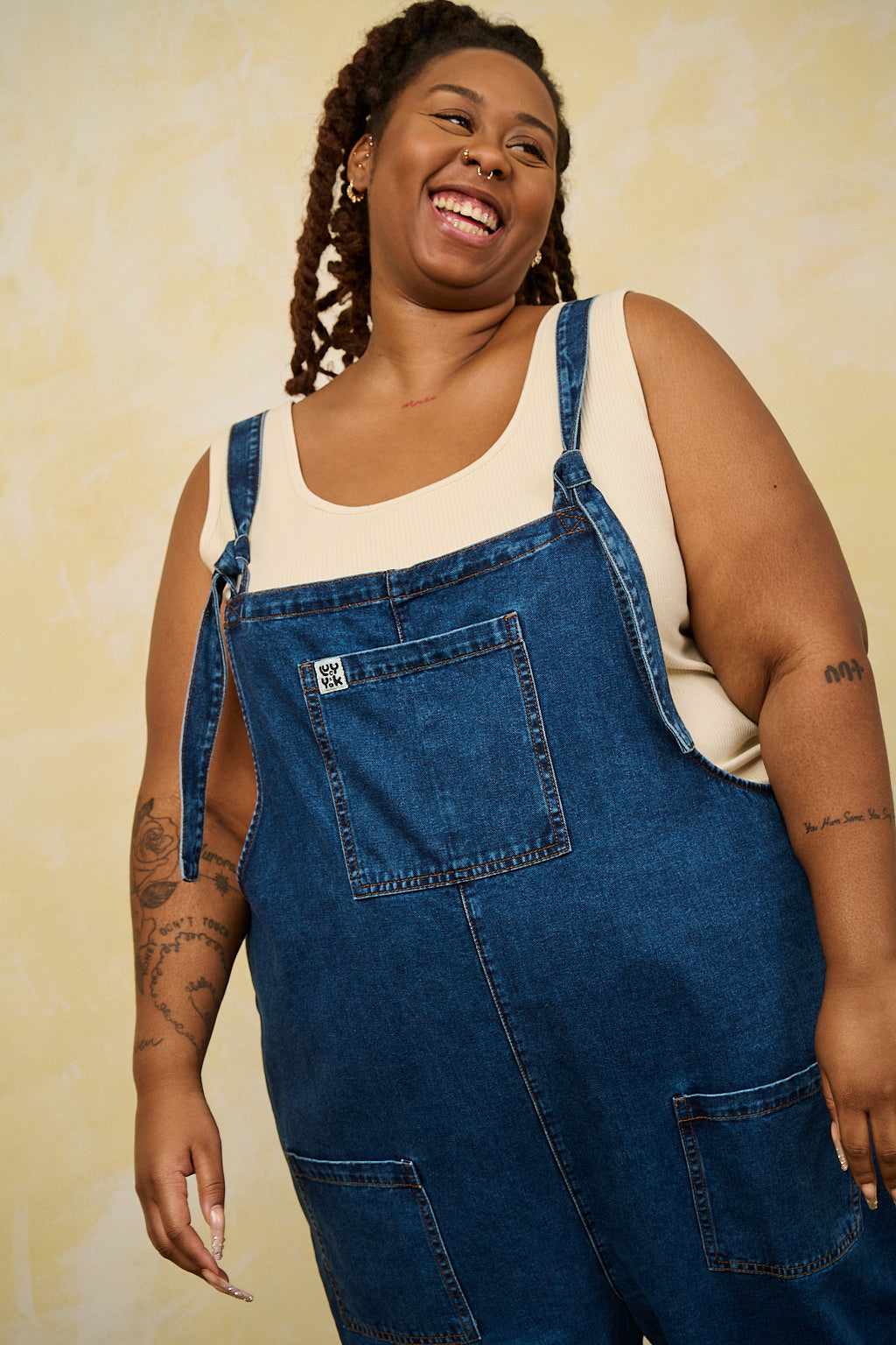 Original - Denim Dungarees in Mid Wash Blue