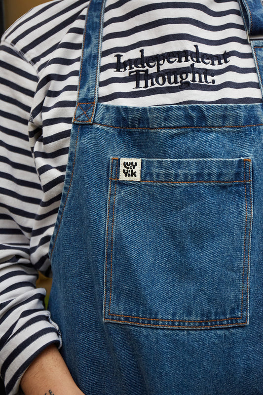 Ada - Denim Apron in Mid Wash Blue