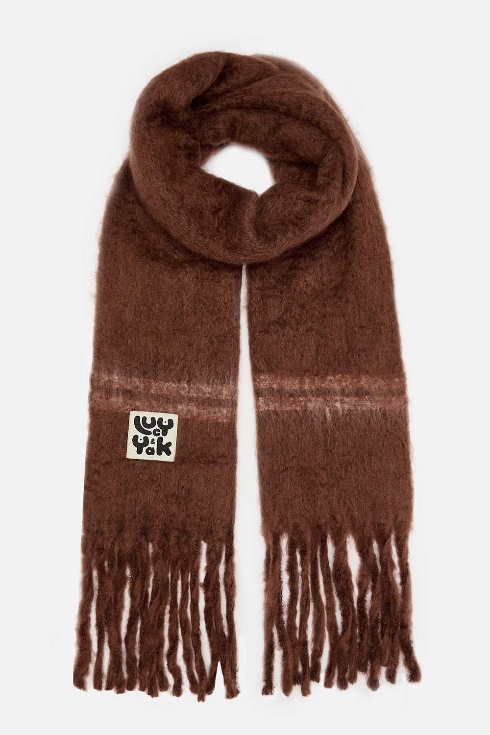 Rowan - Super Soft Scarf in Brown with Pink Stripe