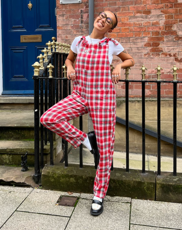 Original - Brushed Cotton Dungarees in Scarlet Tartan Print