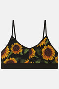 Ruby - Crop Top Cotton & Bamboo Bralette in Sunflower Print