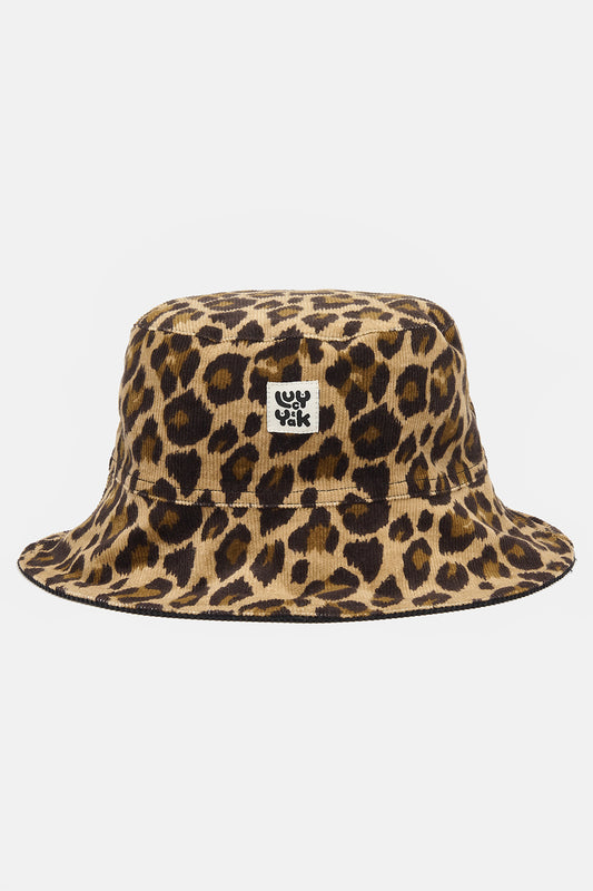 Travis - Reversible Corduroy Bucket Hat in Leo Print