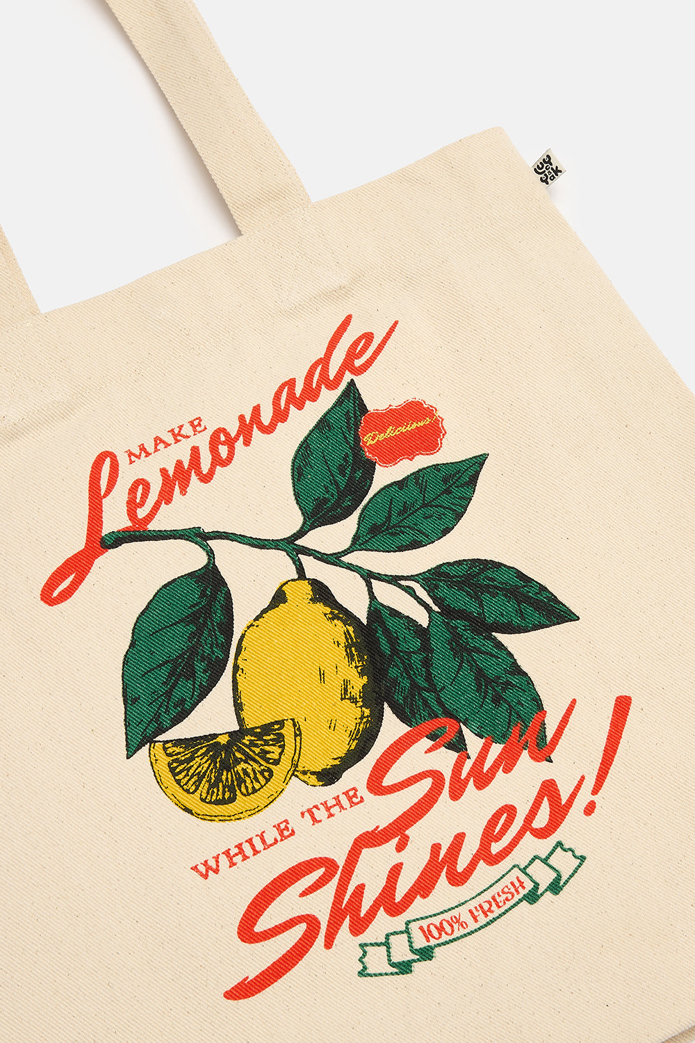 Cotton Tote Bag with Make Lemonade Print