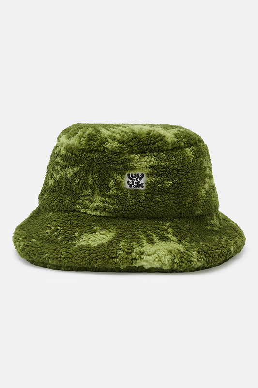 Travis - Borg Fleece Bucket Hat in Green Sequoia Print