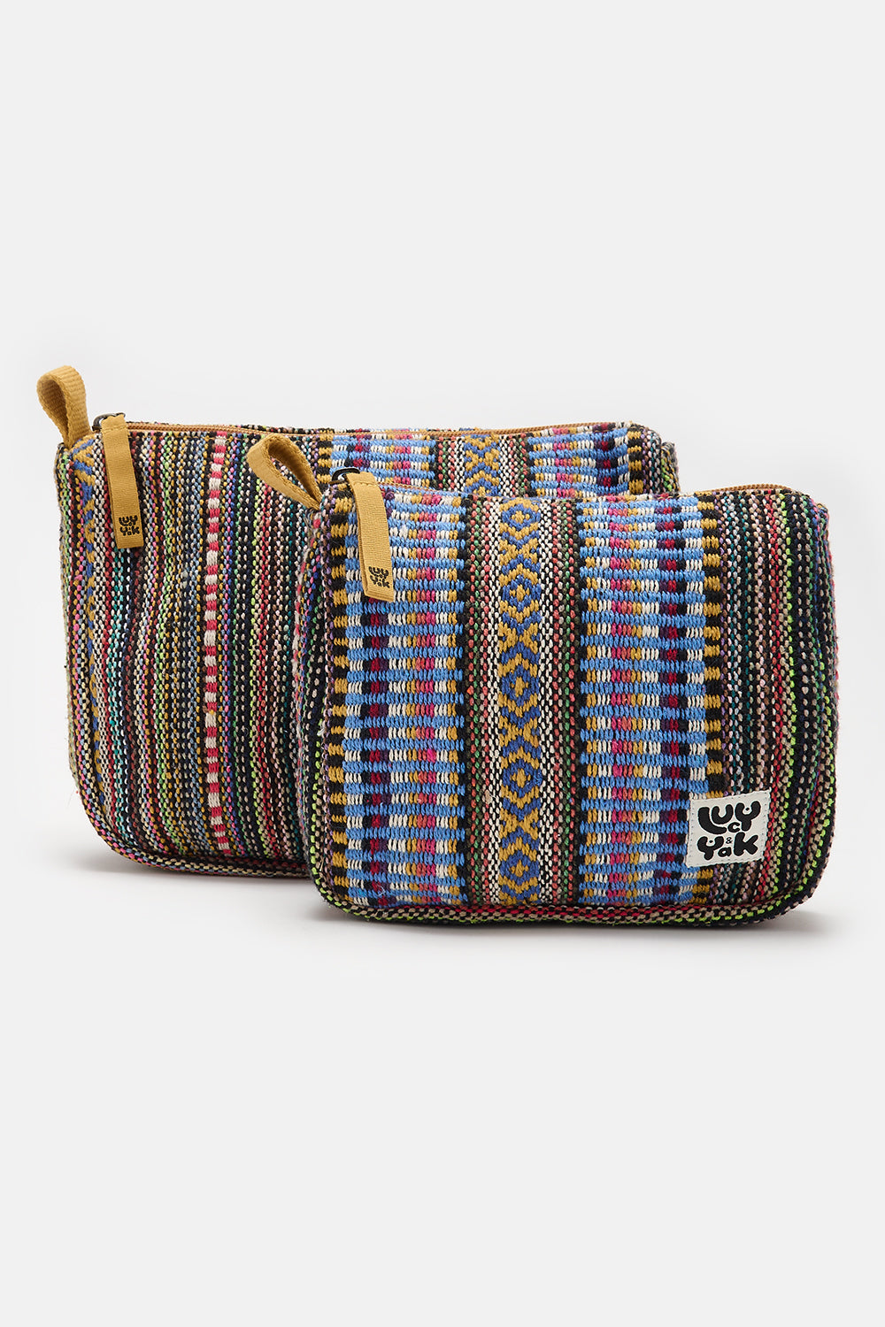 Washbag in Blue & Yellow Jacquard Print