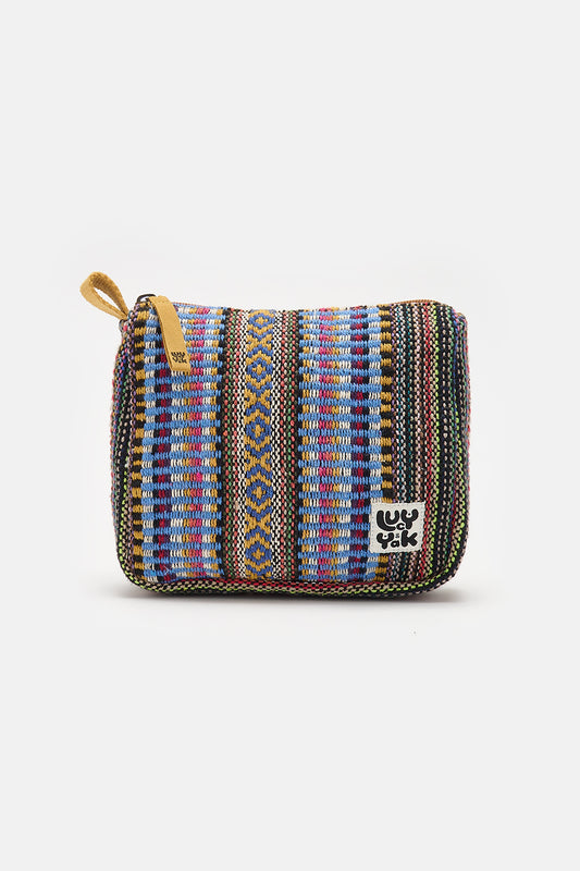 Washbag in Blue & Yellow Jacquard Print