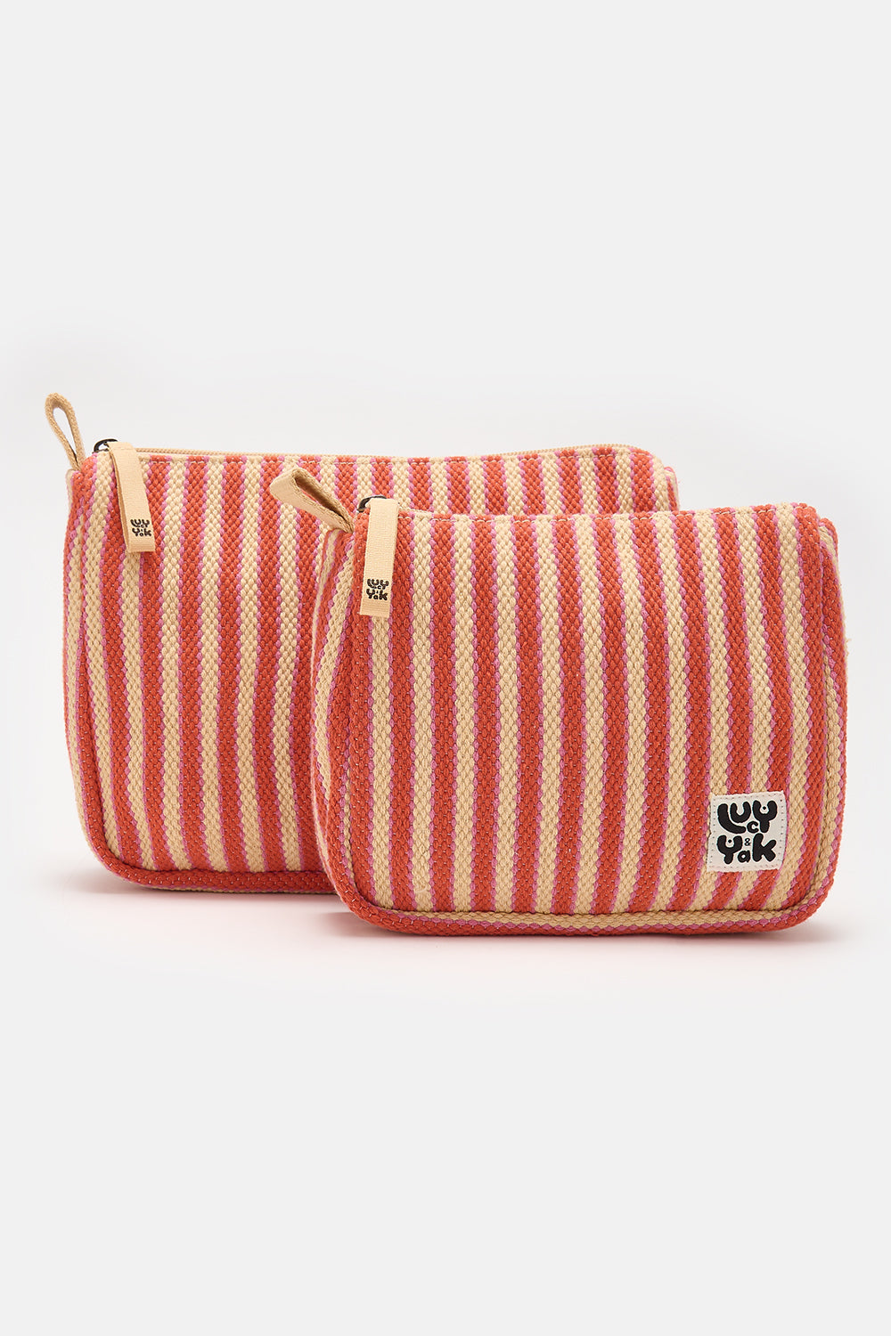 Washbag in Pink & Red Stripe