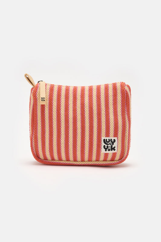 Washbag in Pink & Red Stripe