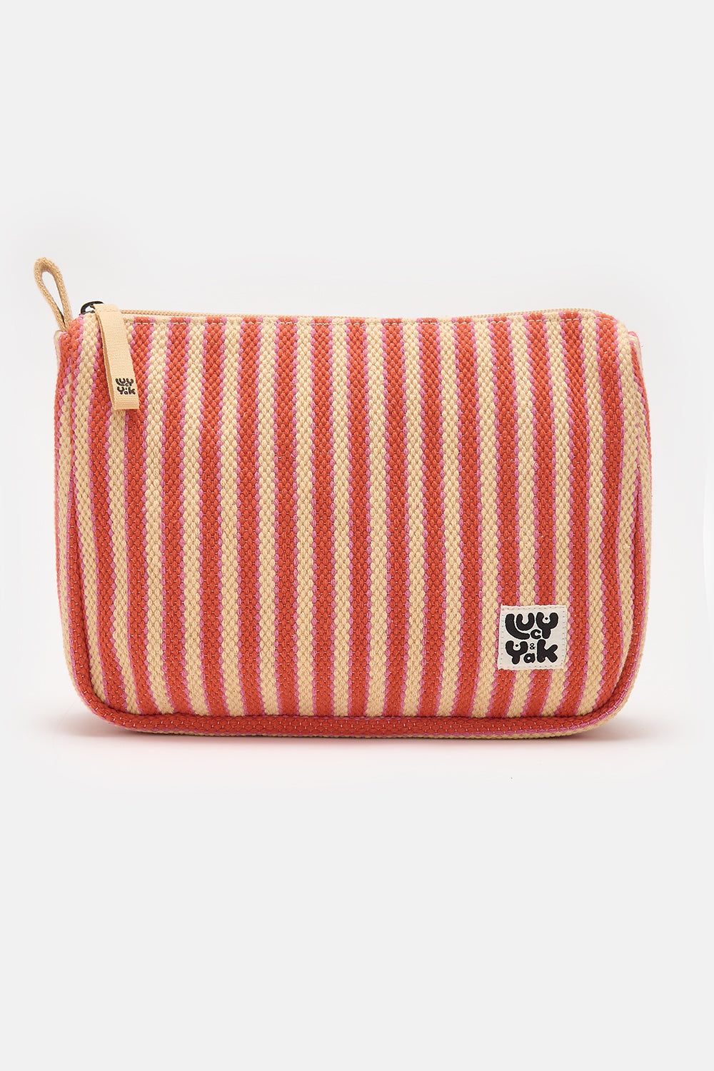 Washbag in Pink & Red Stripe