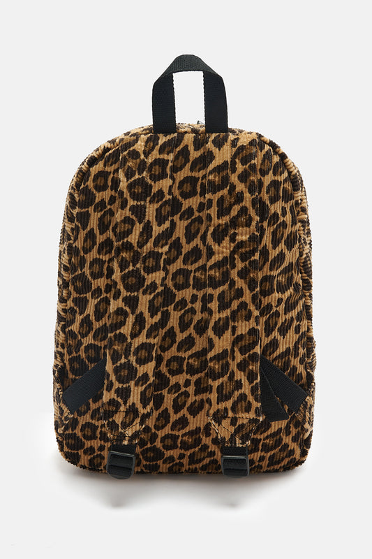 Kellie - Skater Corduroy Backpack in Leo Print