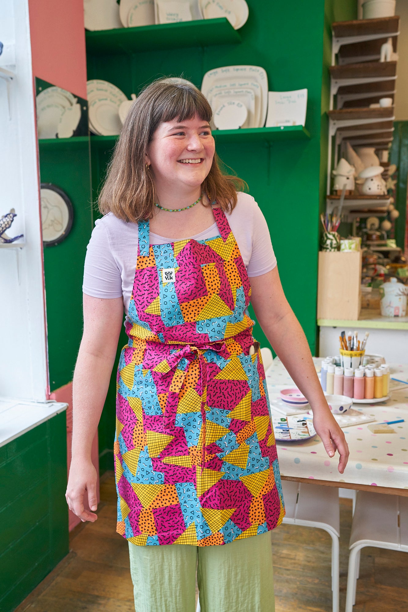 Ada - Cotton Apron in Memphis Print