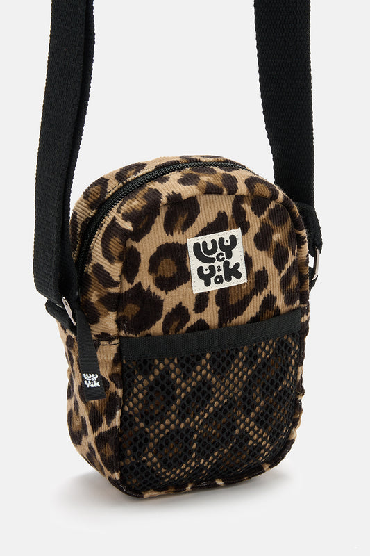 Brady - Crossbody Corduroy Bag in Leopard Print