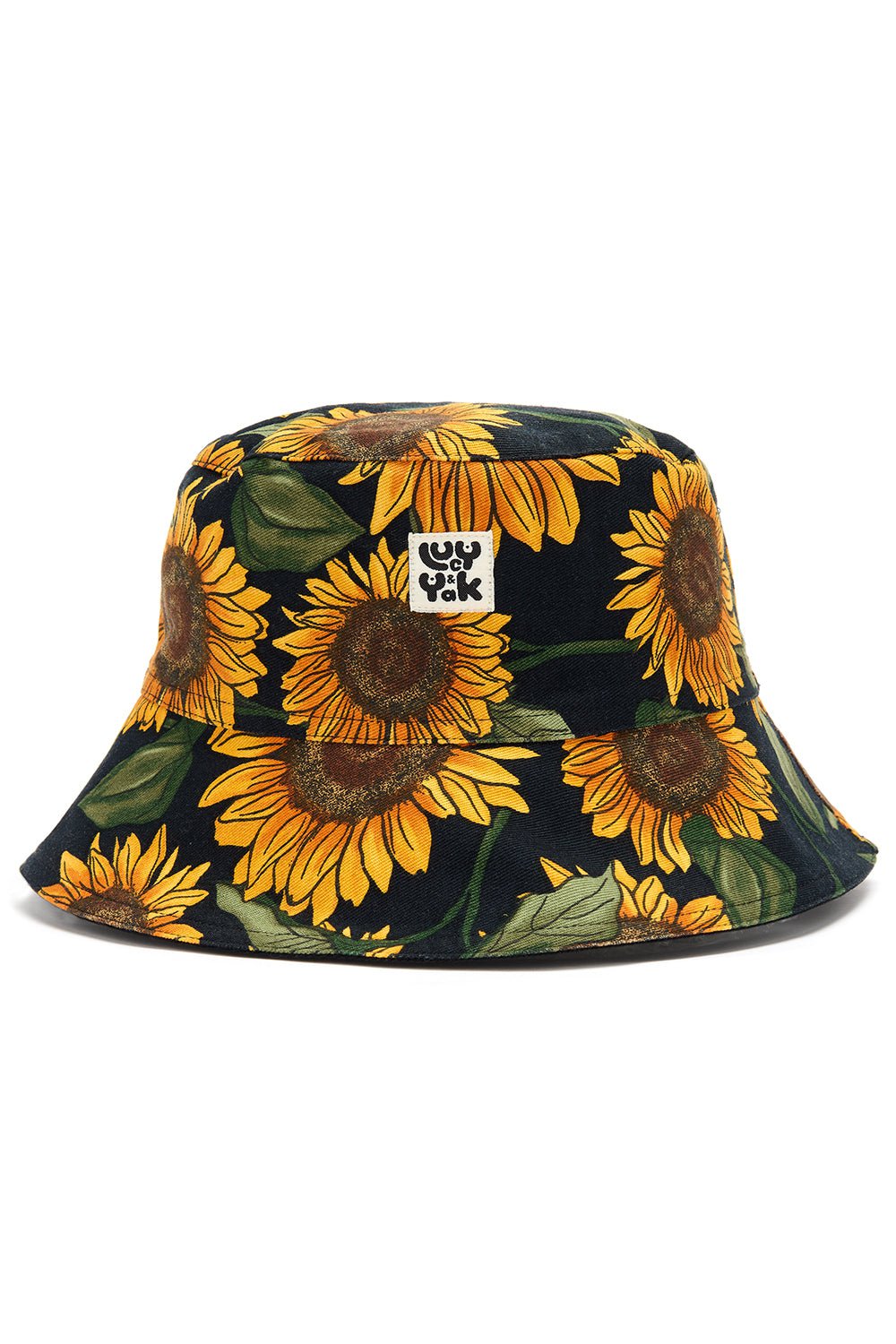 Travis - Reversible Cotton Bucket Hat in Sunflower Print & Black